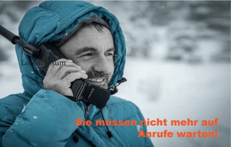 satellite phone in winter region used by man